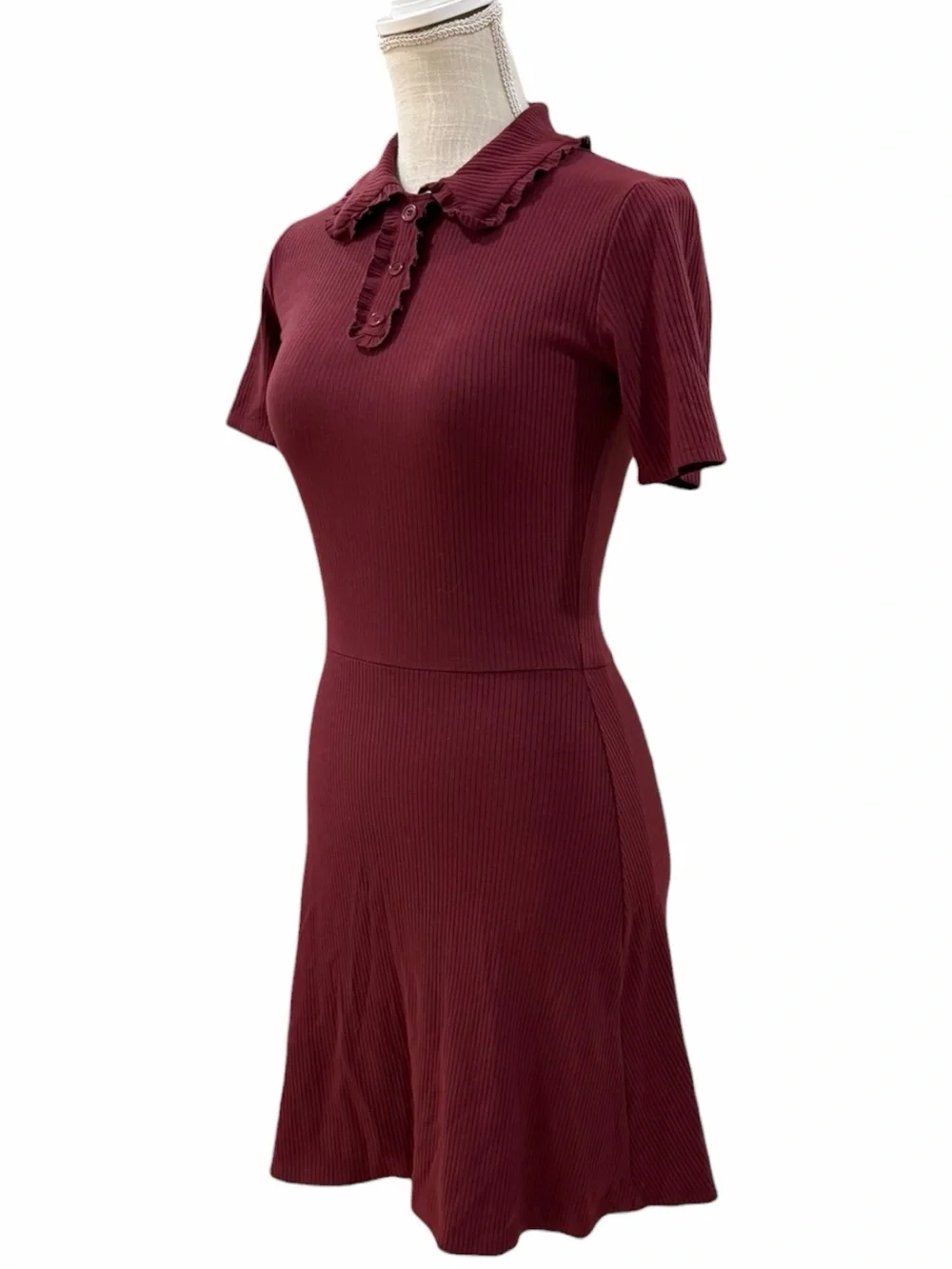 Reformation Wimbledon Knit Tennis Dress Garnet Red Size S
